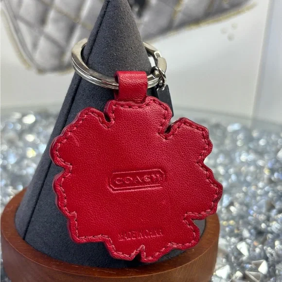 Coach RARE vintage poppy flower APPLIQUÉ key chain EUC - Picture 9 of 11